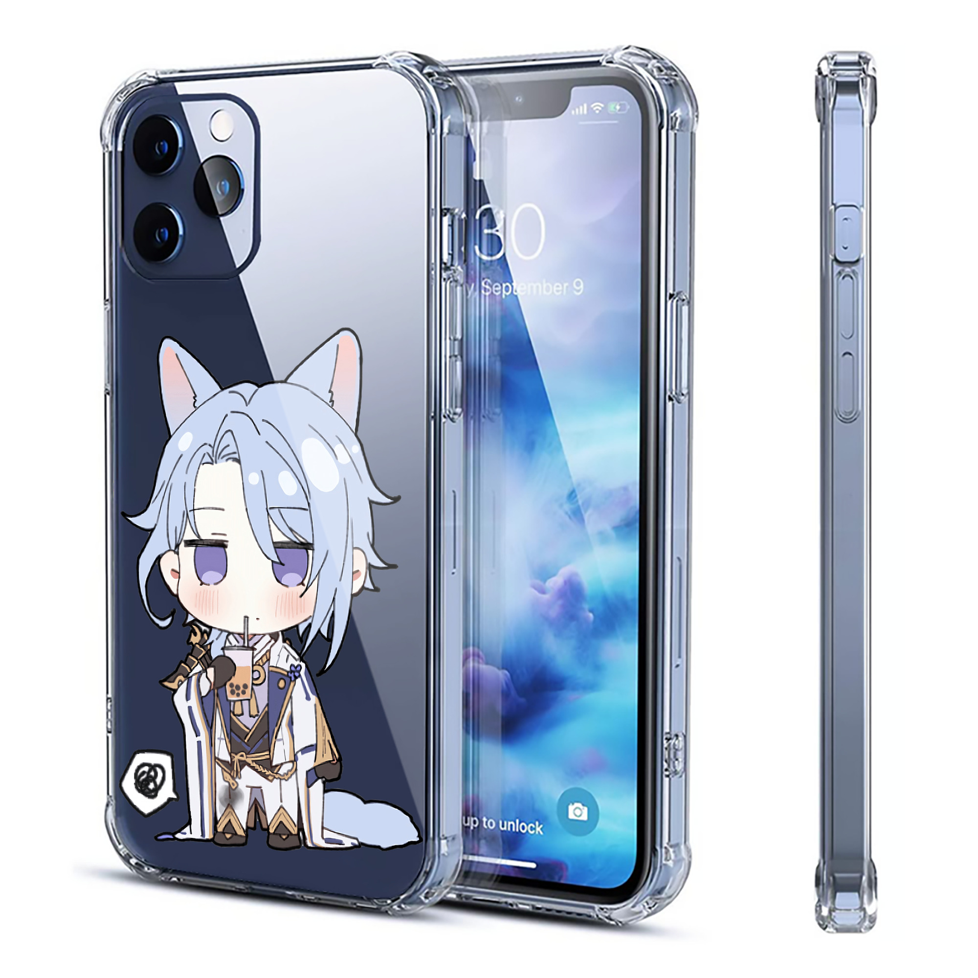 げんし神 神里綾人 かみさとあやと genshin Kamisato Ayato 【iPhone 12シリーズ対応】透明スマホケース（クリアソフトケース）